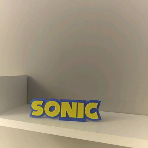 3D printed Sonic display like new, blue and yellow