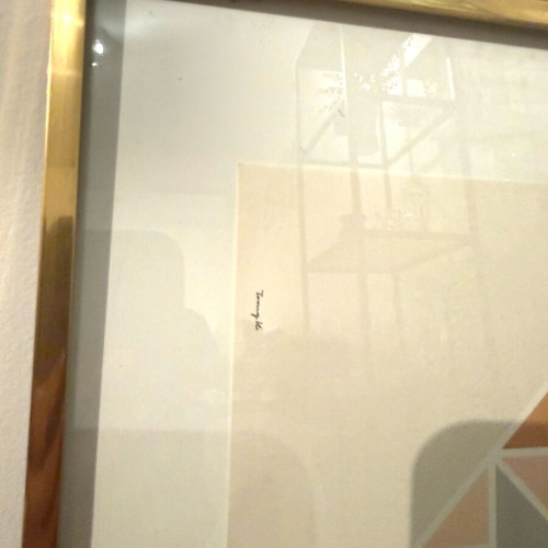 Σετ 4 μοντέρνα χρυσά κάδρα σαν καινούργια, 2 με υπογραφή Tomy K