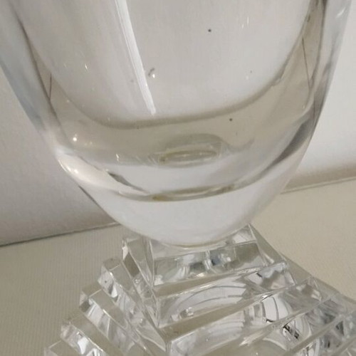 Glass vase 32.5 cm high, round, heavy