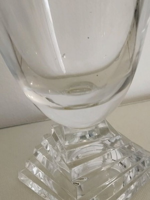 Glass vase 32.5 cm high, round, heavy