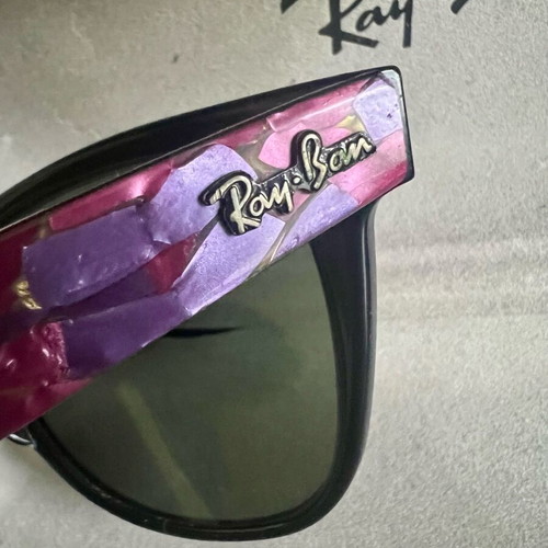 Ray Ban Vintage Wayfarer II Mosaic Sunglasses used, black and purple