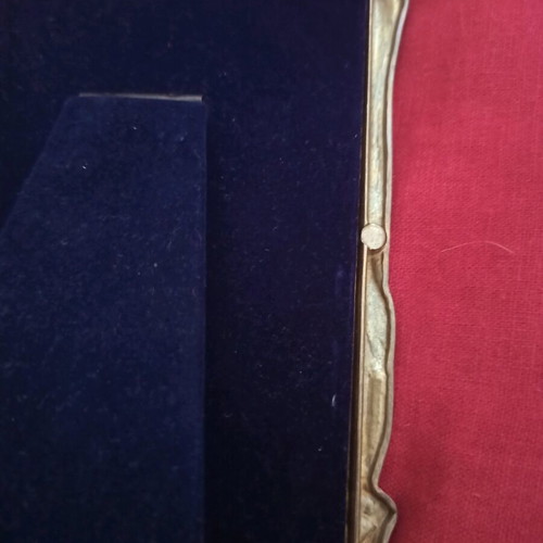 Bronze romantic photo frame with blue velvet backing 16x11.5 cm