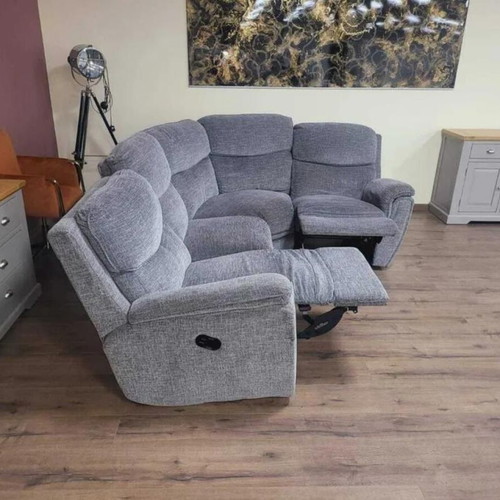 Gray fabric corner sofa with manual reclining mechanism new