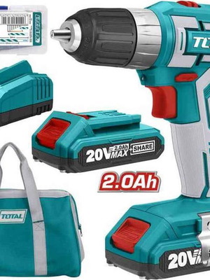 Total 20V 2x2Ah акумулаторен винтоверт нов с зарядно и чанта