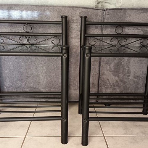 Nightstands set of 2 metal with glass surface like new