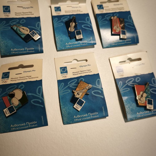 Olympic pins set of 6 new, Athens 2004 musical instruments