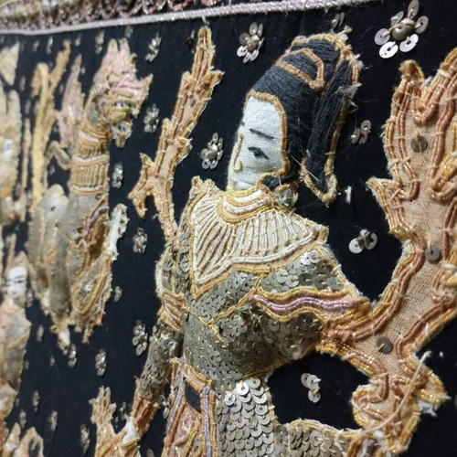 Indian handmade embroidered wall tapestry like new framed