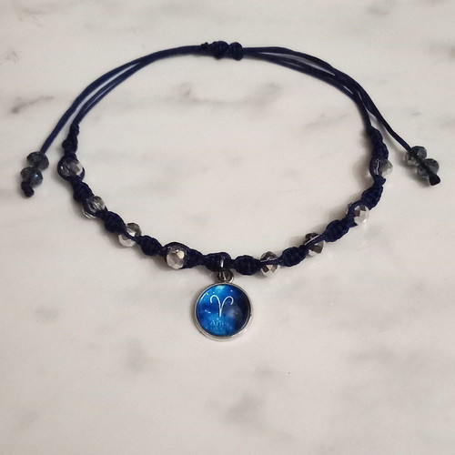Women's Blue Aries Zodiac Bracelet new with silver details