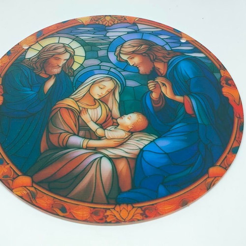 Acrylic Decorative Disc Nativity Scene 15cm like new