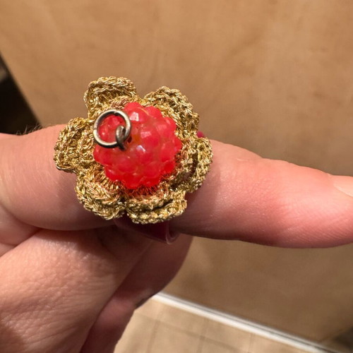 Handmade ring like new, pink and gold