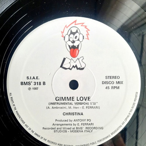 Cristina Gimme Love 12" vinyl single, like new, Italo-Disco