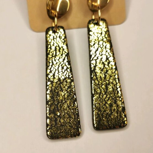 Handmade earrings new, black and gold polymer clay with steel clasp