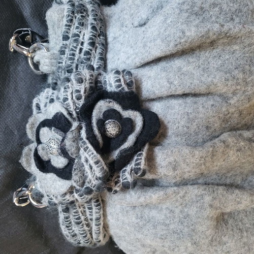 Handbag Italian design used, 80% wool, black and gray