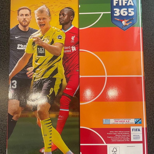FIFA 365 album used with 5 attached stickers