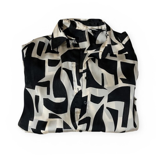 H&M satin shirt new, long sleeve, black and beige