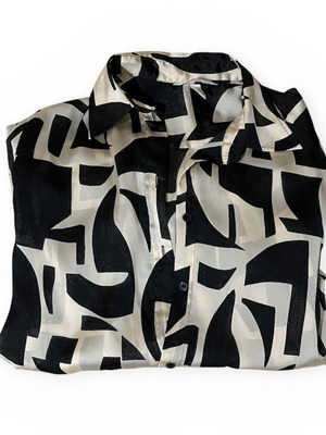 H&M satin shirt new, long sleeve, black and beige