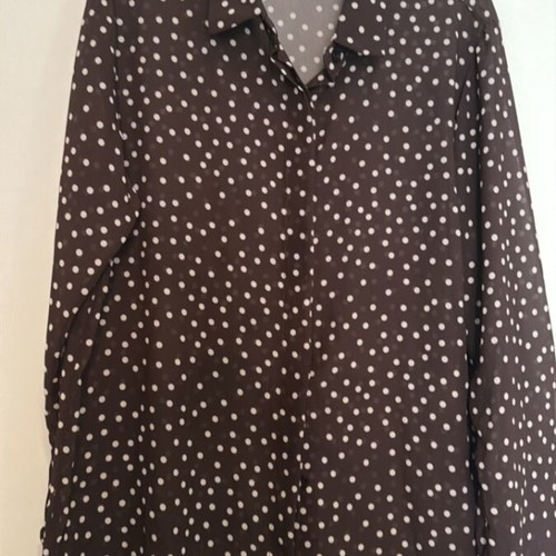 Brown polka dot semi-transparent shirt like new, one size