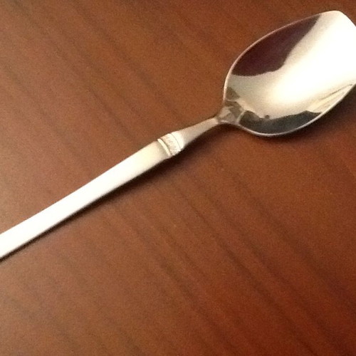 Silver-plated dessert spoons new, set of 6 in 1970 vintage case