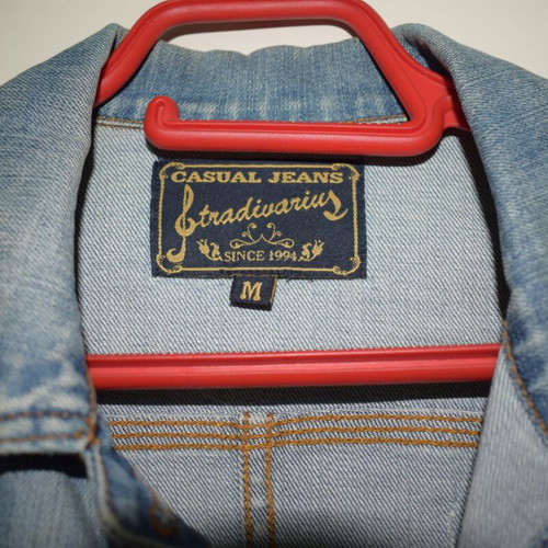 Stradivarius women's denim jacket used, size Medium, blue