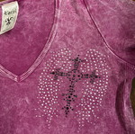 Rib blouse decorated with rhinestones like new, pink, size L