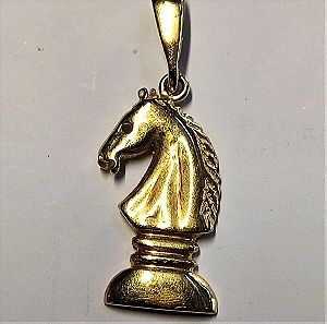 χρυσό μενταγιόν 14 καρατια άλογο πιόνι σκάκι
