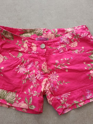 Floral shorts, pink, XS-S