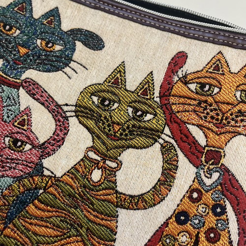 Toiletry bag like new, summer clutch with cat design