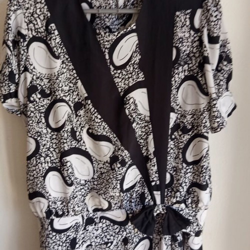 Vintage women's set blouse and skirt black and white size 46 XL new
