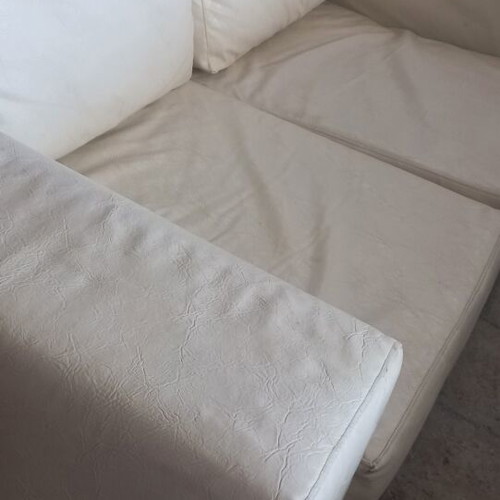 Two-seater sofa used, white eco leather