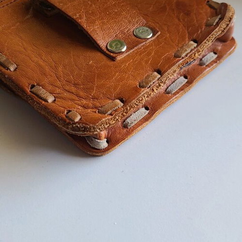 Handmade leather belt bag brown like new