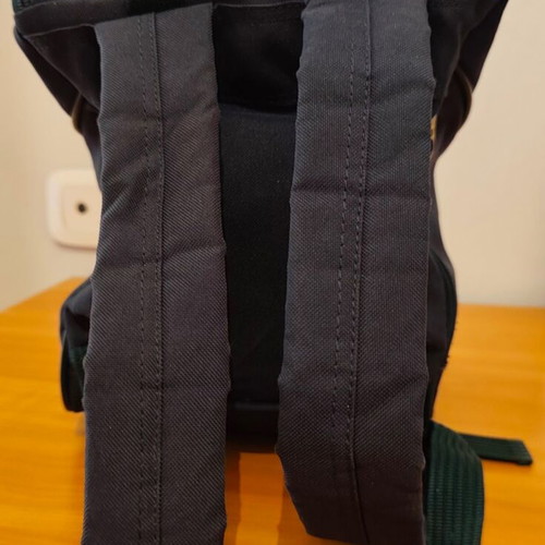 Delsey Visa mini backpack used, dark blue with leather details