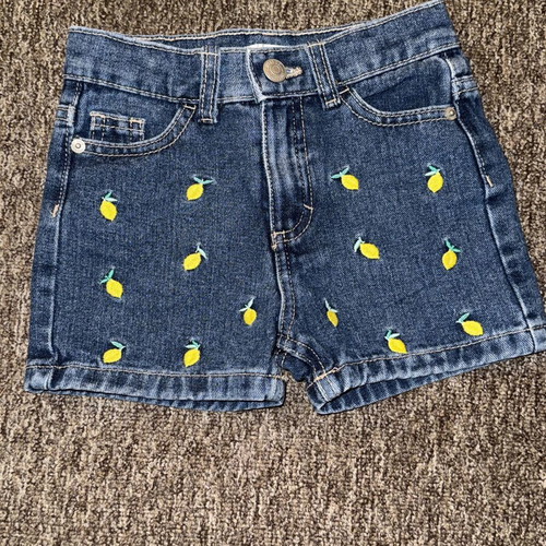Sinsay denim shorts for girl with lemon design, size 5 (110 cm)