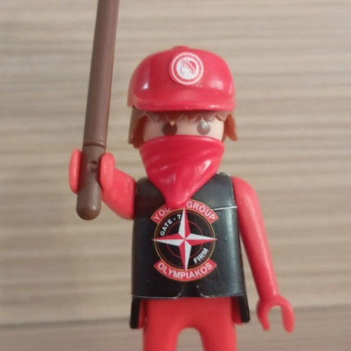 Playmobil Olympiacos Fan Figure like new with team flag