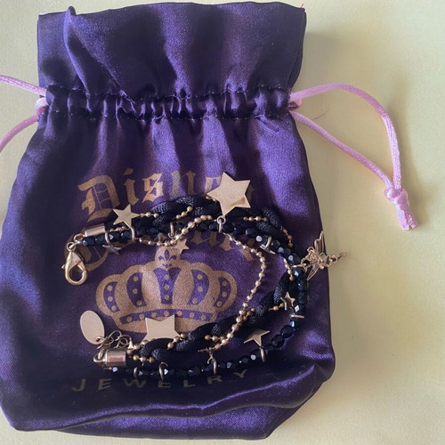 Disney Couture bracelet like new with black satin cord and gold details