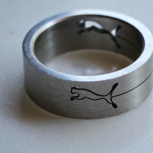 Medical Steel Ring with Puma Design, Matte Finish
