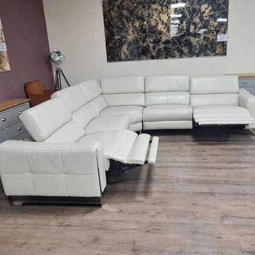 Torres corner sofa cream with electric relax mechanism and genuine leather