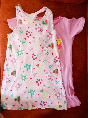 Snoopy and LL Bean dresses used, size 5-6 years, pink, pack of 2