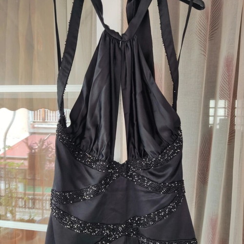 Unique 100% Silk Dress like new, black, handmade, formal