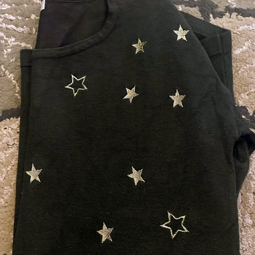 Mosnova long khaki pullover with stars, S/M