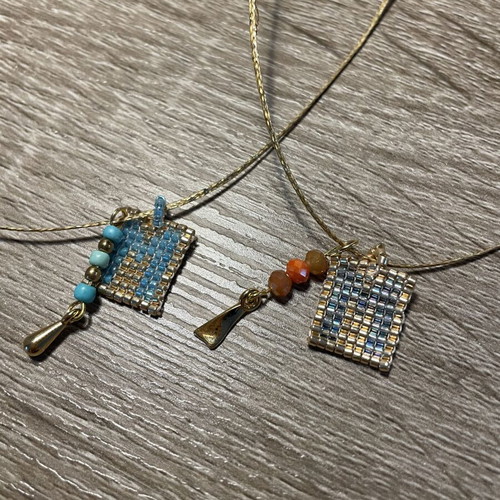 Monogram necklaces with Miyuki beads and metal elements