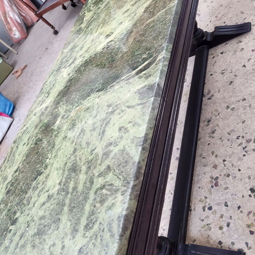Wooden tables with marble used, set of 3 pieces
