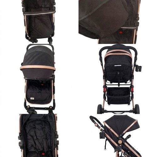 Lorelli Baby Stroller like new, black fabric with rose gold frame