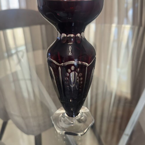 Vintage Czech Bohemian crystal vase, 20 cm