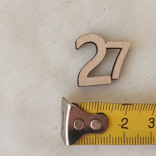 Wooden laser-cut number 27 elements, set of 10