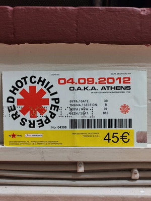 Red Hot Chili Peppers Ticket 4/9/2012 like new