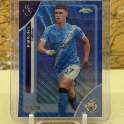 2026 Topps Chrome Premier League Soccer Phil Foden Blue Wave Refractor
