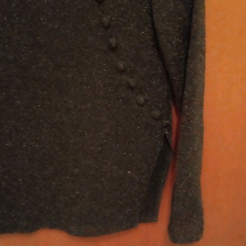 Thin black blouse with silver decorative buttons medium like new, semi-transparent