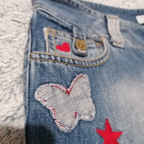 Zara Trf Y2K embroidered denim capri pants size 38 used, blue
