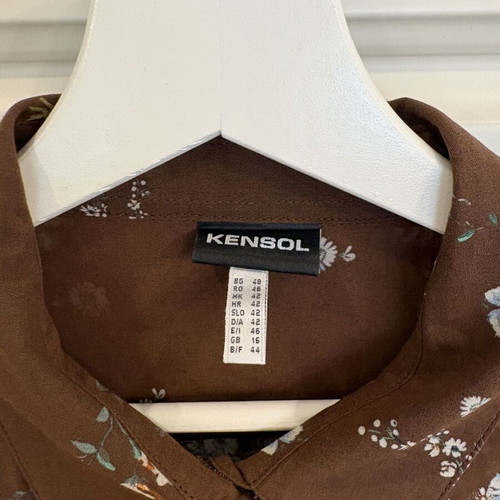 Kensol shirt with floral motifs like new, brown, size M