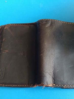 Vintage men's wallet, genuine leather, brown